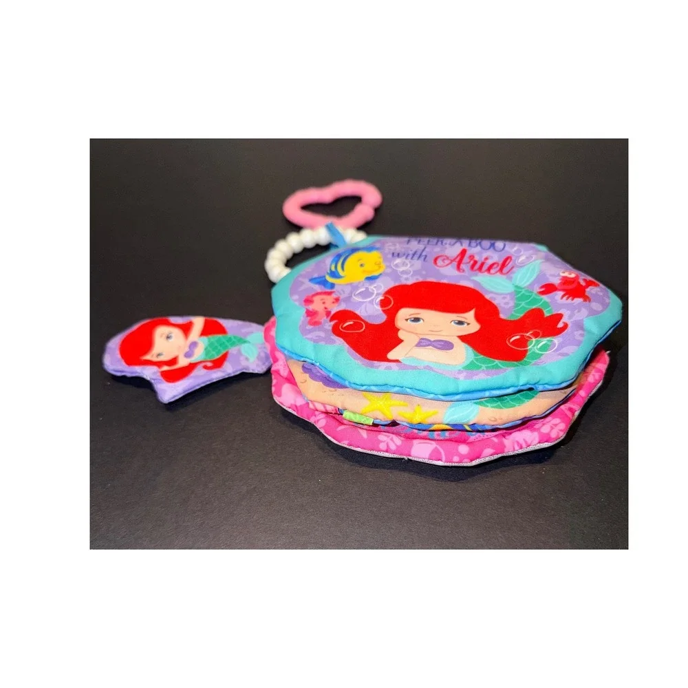 Disney Ariel Little Mermaid Peek-A-Boo Soft Book Sensory Crinkle Toy with Mirror